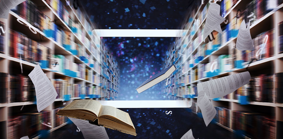 Digitization from books to ebooks. from paper to digital