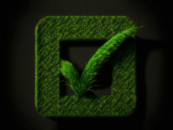 Checkmark made from grass, ai generated