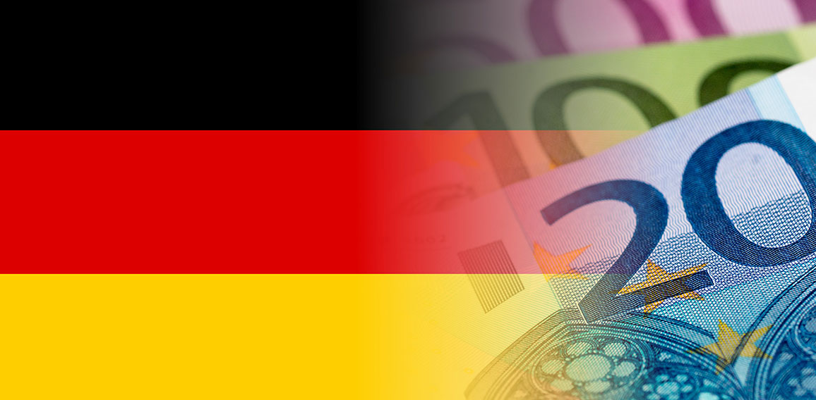 Deutsche Flagge geht in Euro-Banknoten über