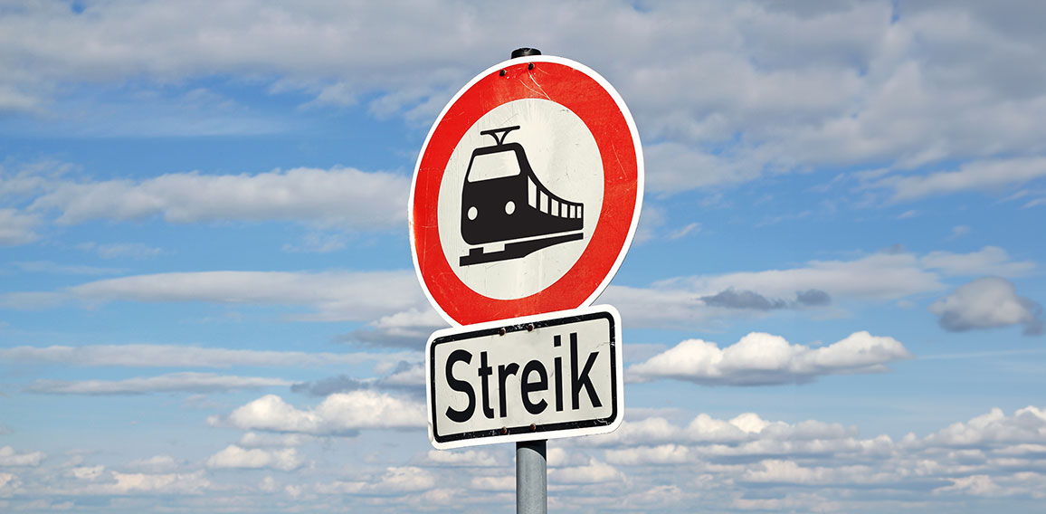 Bahnstreik-Schild