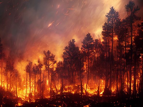 Wald steht in Flammen