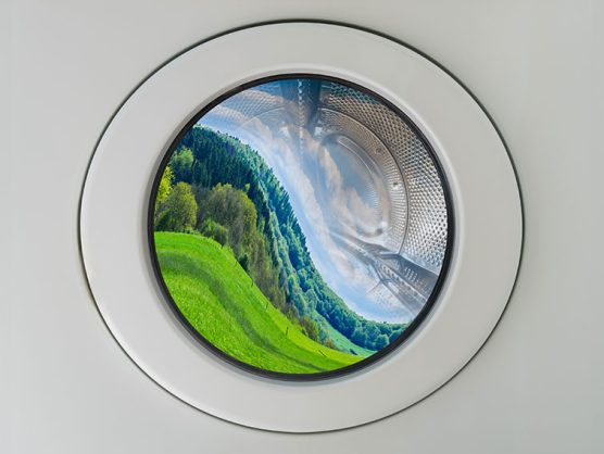 Grüne Landschaft in Waschmaschine