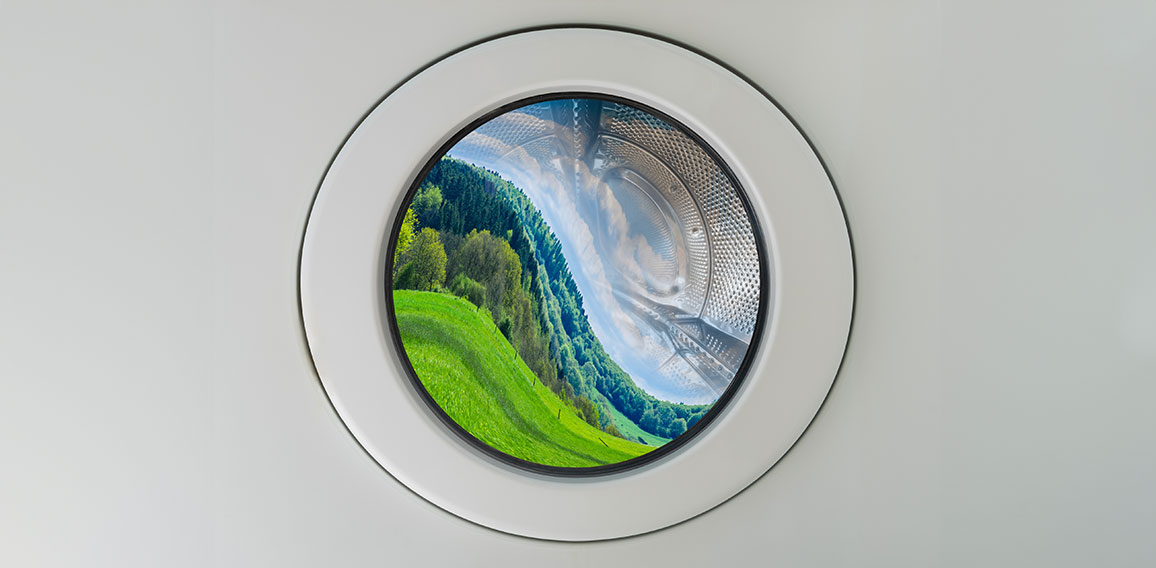 Grüne Landschaft in Waschmaschine