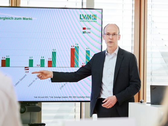 Der LVM-Vorstandsvorsitzende Dr. Mathias Kleuker stellt die Geschäftszahlen 2023 vor.
