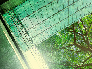 Sustainble green building. Eco-friendly building in modern city.