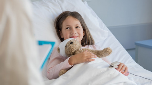 Cute girl at hospital