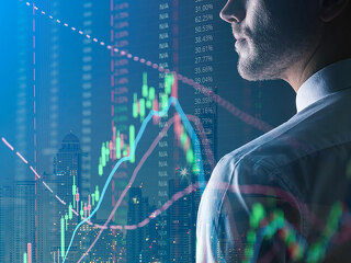 executive smart caucasian businessman trade and invest in stock