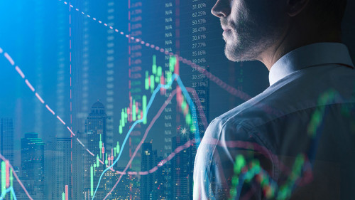 executive smart caucasian businessman  trade and invest in stock