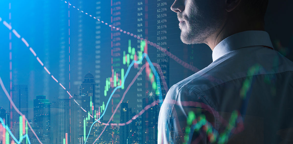 executive smart caucasian businessman  trade and invest in stock