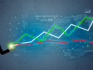 Business man holding stock-market