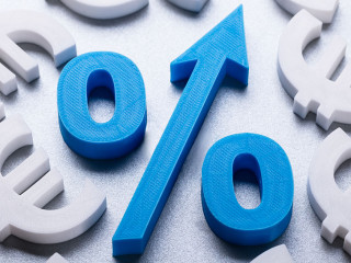 Many Euro Currency Signs Surrounding Blue Percentage Symbol