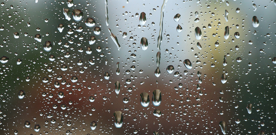 Rain drops on window , rainy day
