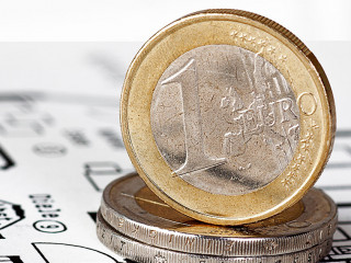 EURO coins with construction plan