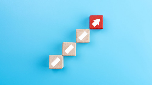 Ladder of success in business growth concept, Wooden blocks stac