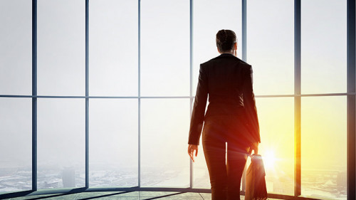 Anzugtraegerin-bei-Sonnenaufgang-124882833-FO-Sergey-Nivens