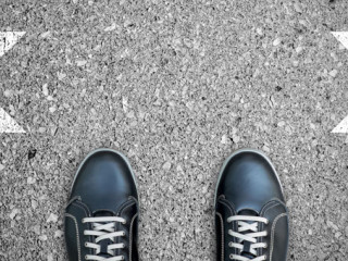 Black casual shoes making decision