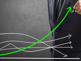 Business man drawing growth chart, Difference concept
