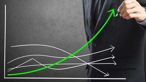 Business man drawing growth chart, Difference concept