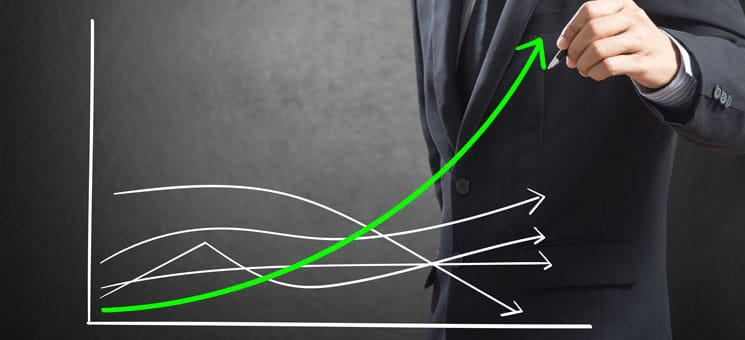 Business man drawing growth chart, Difference concept
