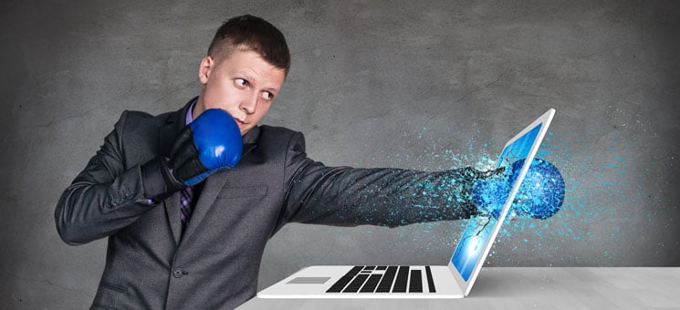 Businessman is boxing