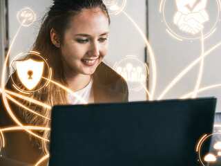 Cyber Security and Digital Data Protection Concept. Icon graphic