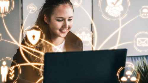 Cyber Security and Digital Data Protection Concept. Icon graphic