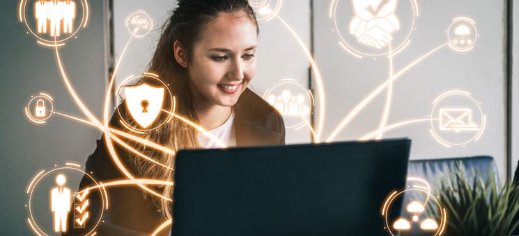 Cyber Security and Digital Data Protection Concept. Icon graphic