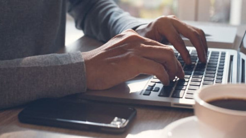 Business man working on laptop computer