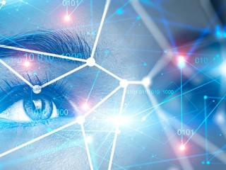 Young woman face, biometric verification