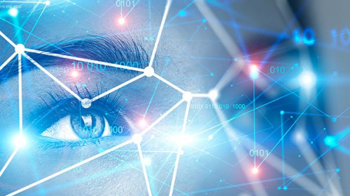 Young woman face, biometric verification