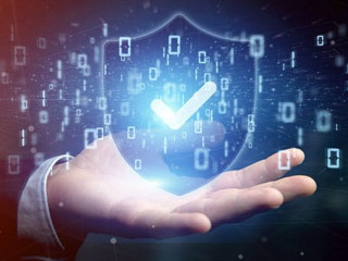 Man holding a Shield web security concept 3d rendering