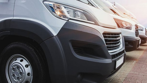 minibuses and vans outside