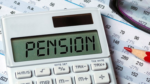 pension concept shown on calculator