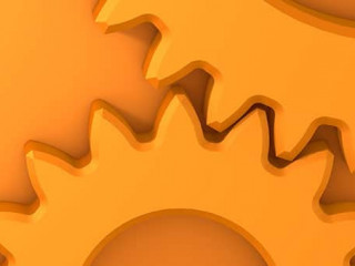 Cogs on orange background