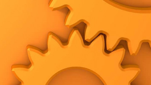 Cogs on orange background