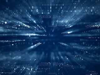 Digital cyberspace with particles and Digital data network conne