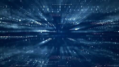 Digital cyberspace with particles and Digital data network conne