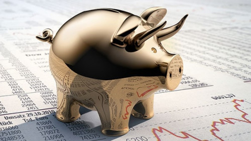 Goldenes Sparschwein auf Brsenkursen