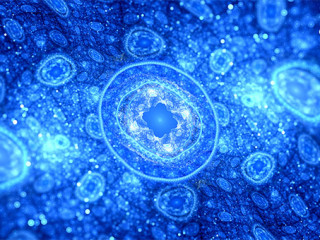 Blue glowing cells fractal