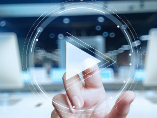 hand press play button sign to start or initiate projects as con