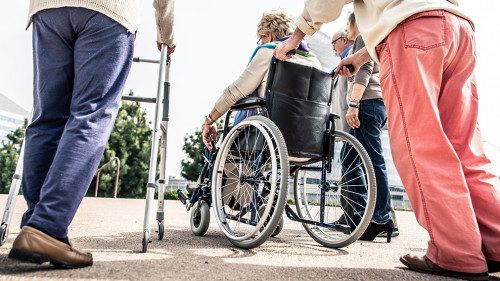 Group of seniors walking in the park