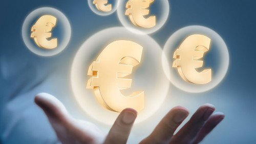 Hand mit Eurosymbolen