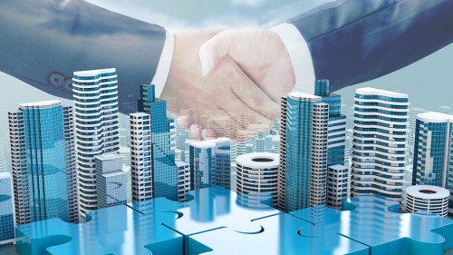 merger and acquisition business concepts, join puzzle pieces
