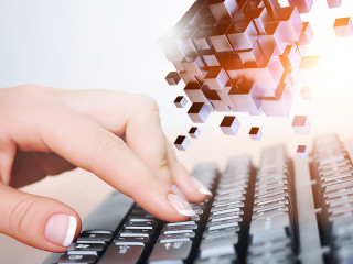 Glowing cubes. Innovation and creativity concept