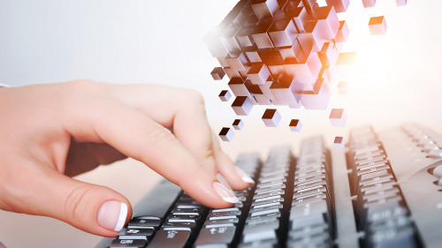 Glowing cubes. Innovation and creativity concept