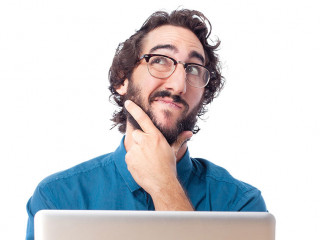 businessman thinking with laptop