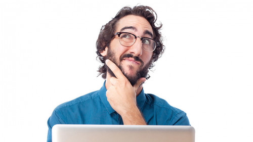 businessman thinking with laptop