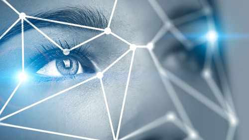 Young woman face recognition