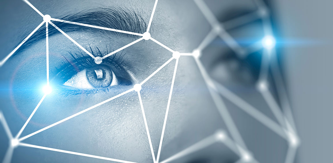Young woman face recognition