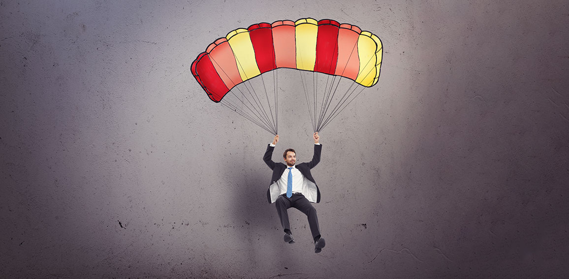 businessman with parachute